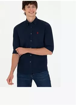 Темно-синяя мужская рубашка стандартного кроя с воротником на пуговицах U.S. Polo Assn.