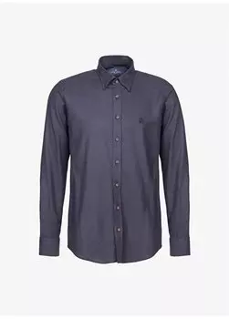 Темно-синяя мужская рубашка узкого кроя с воротником на пуговицах BBFW23MSH019 Brooks Brothers, темно-синий
