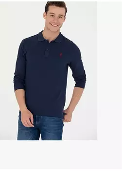 Темно-синяя мужская толстовка с воротником поло U.S. Polo Assn.