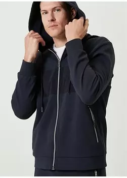 Темно-синяя мужская толстовка с воротником с капюшоном Network