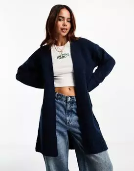 Темно-синяя открытая куртка объемной вязки ASOS