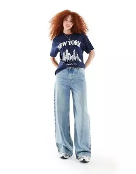 Темно-синяя оверсайз-футболка с графическим принтом New York ASOS