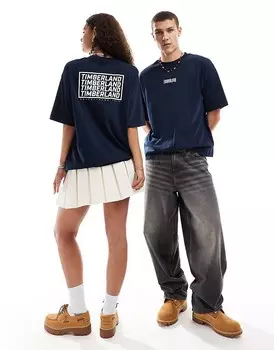 Темно-синяя оверсайз-футболка Timberland с повторяющимся логотипом, эксклюзивно для ASOS