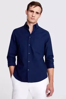 Темно-синяя оксфордская рубашка с эффектом выцветания MOSS, синий