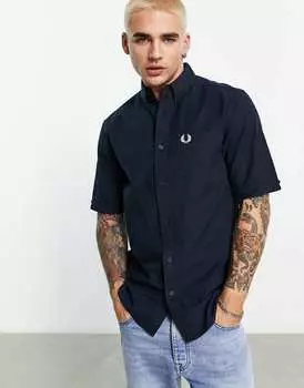 Темно-синяя оксфордская рубашка с короткими рукавами Fred Perry