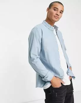 Темно-синяя оксфордская рубашка узкого кроя ASOS DESIGN