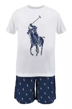 Темно-синяя пижама с короткими рукавами Polo Ralph Lauren, синий