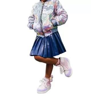 Темно-синяя плиссированная юбка из веганской кожи Lola + The Boys, темно-синий