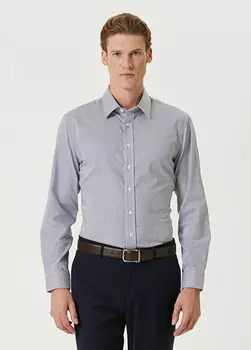 Темно-Синяя полосатая рубашка без глажки Network, белый