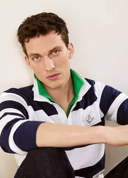 Темно-Синяя полосатая толстовка с воротником-поло Beymen Club, белый