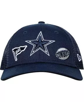 Темно-синяя регулируемая кепка дальнобойщика Little Boys and Girls Dallas Cowboys 9FORTY New Era, синий