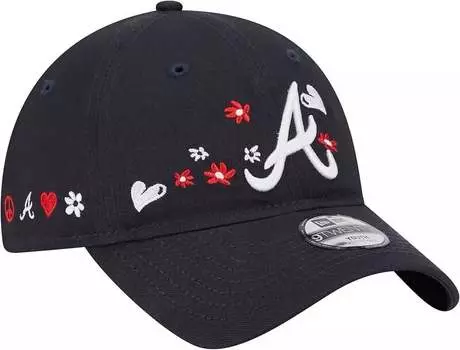 Темно-синяя регулируемая шапка Atlanta Braves New Era для девочек 9Twenty