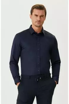 Темно-синяя рубашка без глажки Network, темно-синий