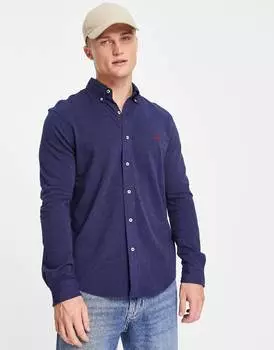 Темно-синяя рубашка из пике на пуговицах с логотипом Polo Ralph Lauren