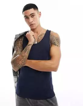 Темно-синяя рубашка-мускул ASOS