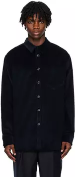 Темно-синяя рубашка оверсайз AMI Alexandre Mattiussi