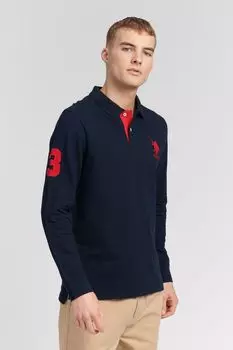 Темно-синяя рубашка-поло Blazer Player 3 LS стандартного кроя U.S. Polo Assn, синий