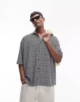 Темно-синяя рубашка-поло из джерси с укороченными пуговицами Topman