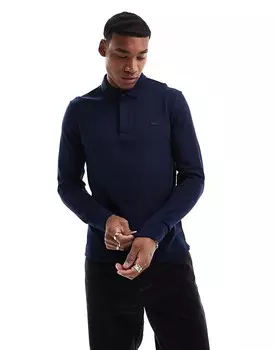Темно-синяя рубашка-поло с длинными рукавами Lacoste