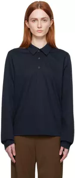 Темно-синяя рубашка-поло с длинными рукавами и леопардовым принтом Maryam Nassir Zadeh