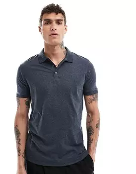 Темно-синяя рубашка-поло с короткими рукавами French Connection