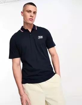 Темно-синяя рубашка-поло с окантовкой Jack & Jones Originals