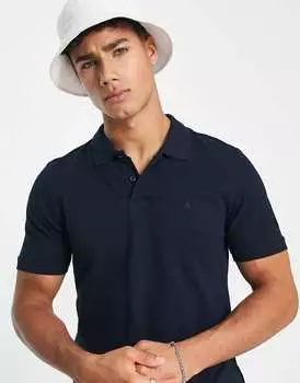 Темно-синяя рубашка-поло узкого кроя из пике с логотипом Jack & Jones Essentials