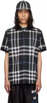 Темно-синяя рубашка-поло в клетку Burberry