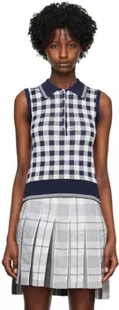 Темно-синяя рубашка-поло в клетку Thom Browne