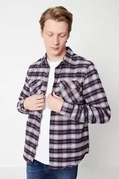Темно-синяя рубашка с начесом в мелкую клетку Burton, темно-синий