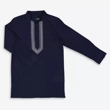 Темно-синяя рубашка с серебряной вышивкой Threadbare