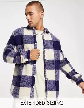 Темно-синяя рубашка в клетку buffalo ASOS DESIGN