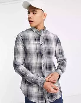 Темно-синяя рубашка в клетку Threadbare Tall