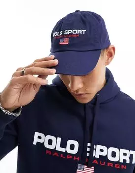 Темно-синяя саржевая бейсболка с логотипом Polo Ralph Lauren Sport Capsule