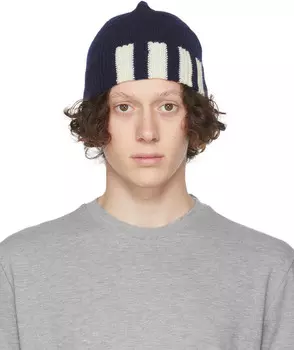 Темно-синяя шапка из кашемира с 4 полосками Thom Browne