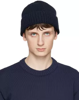 Темно-синяя шапка с лентой Stone Island