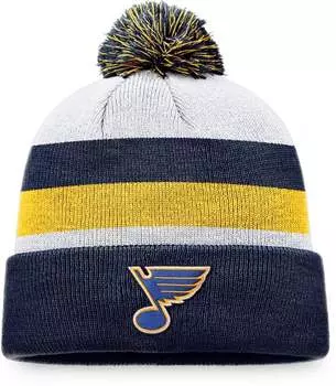Темно-синяя шапка с манжетами и помпонами в полоску NHL St. Louis Blues