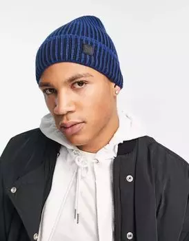 Темно-синяя шапка в рубчик River Island