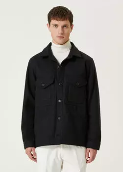 Темно-синяя шерстяная верхняя рубашка Manifattura Ceccarelli