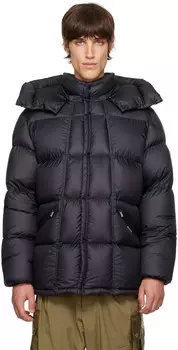 Темно-синяя стеганая куртка-пуховик Moncler, темно-синий