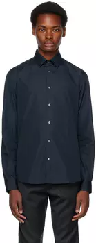 Темно-синяя строгая рубашка Sunspel