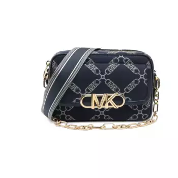 Темно-Синяя сумка-мессенджер с добавлением кожи Michael Kors, синий