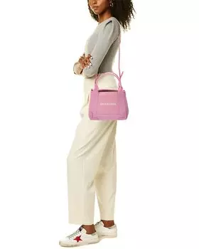 Темно-синяя сумка-тоут Balenciaga Cabas XS из ткани и кожи, розовый