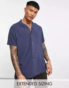 Темно-синяя свободная вискозная рубашка ASOS