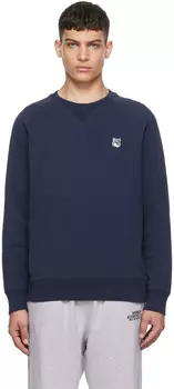 Темно-синяя толстовка с изображением лисы Maison Kitsun