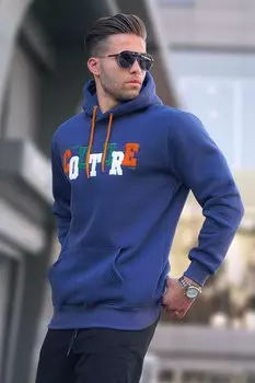 Темно-синяя толстовка с капюшоном и вышивкой 6029 MADMEXT