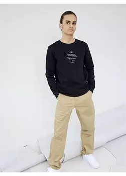 Темно-синяя толстовка с круглым вырезом и длинными рукавами для мальчиков с принтом NLMNORBITS LS O-NECK SWEAT Lmtd, темно-синий