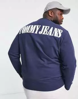 Темно-синяя толстовка с логотипом и флагом Tommy Jeans Big & Tall archive