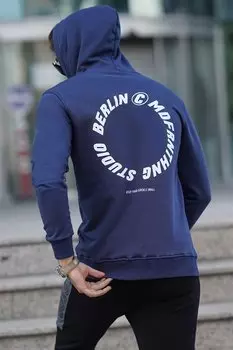Темно-синяя толстовка с принтом 5306 MADMEXT