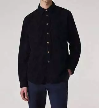 Темно-синяя вельветовая рубашка с принтом 'le Soir' Paul Smith